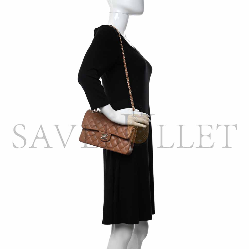 CHANEL LAMBSKIN QUILTED SMALL DOUBLE FLAP BROWN AS1117 (23*14.5*6cm)